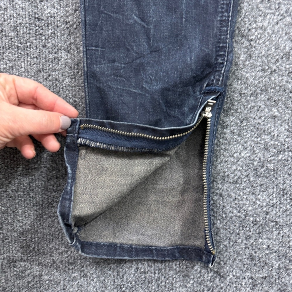 Affliction Raquel Moto Jeans Womens 28 Blue Distressed Ribbed Ankle Zip 111SK084 - Picture 9 of 15